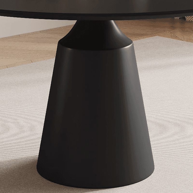 Scratch-defiant Fixed Circular Dining Table for 2 People/4 People with a Chalk/Charcoal Slate Stone Tabletop in a Contemporary Style thumbnail 8