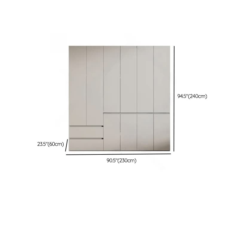 Cream Trendy Reclaimed Wood Wardrobe Armoire with Soft Close Drawer, Soft Close Door, Interior Shelves, and Clothing Rod thumbnail 78