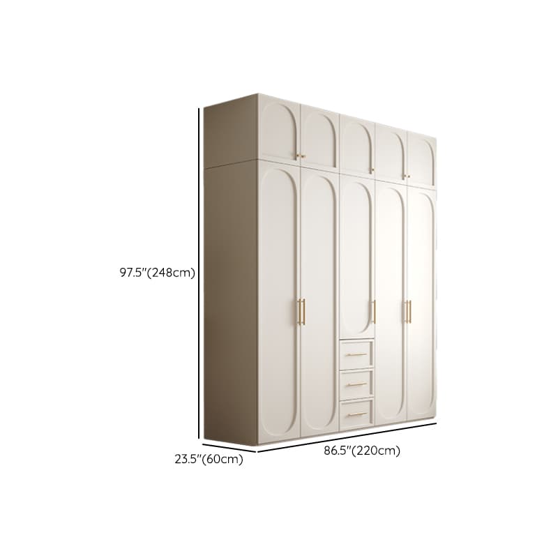 White Minimalist Manufactured Wood Wardrobe Closet with 3-Drawer, Soft Close Door, Interior Shelves, and Clothing Rod thumbnail 22