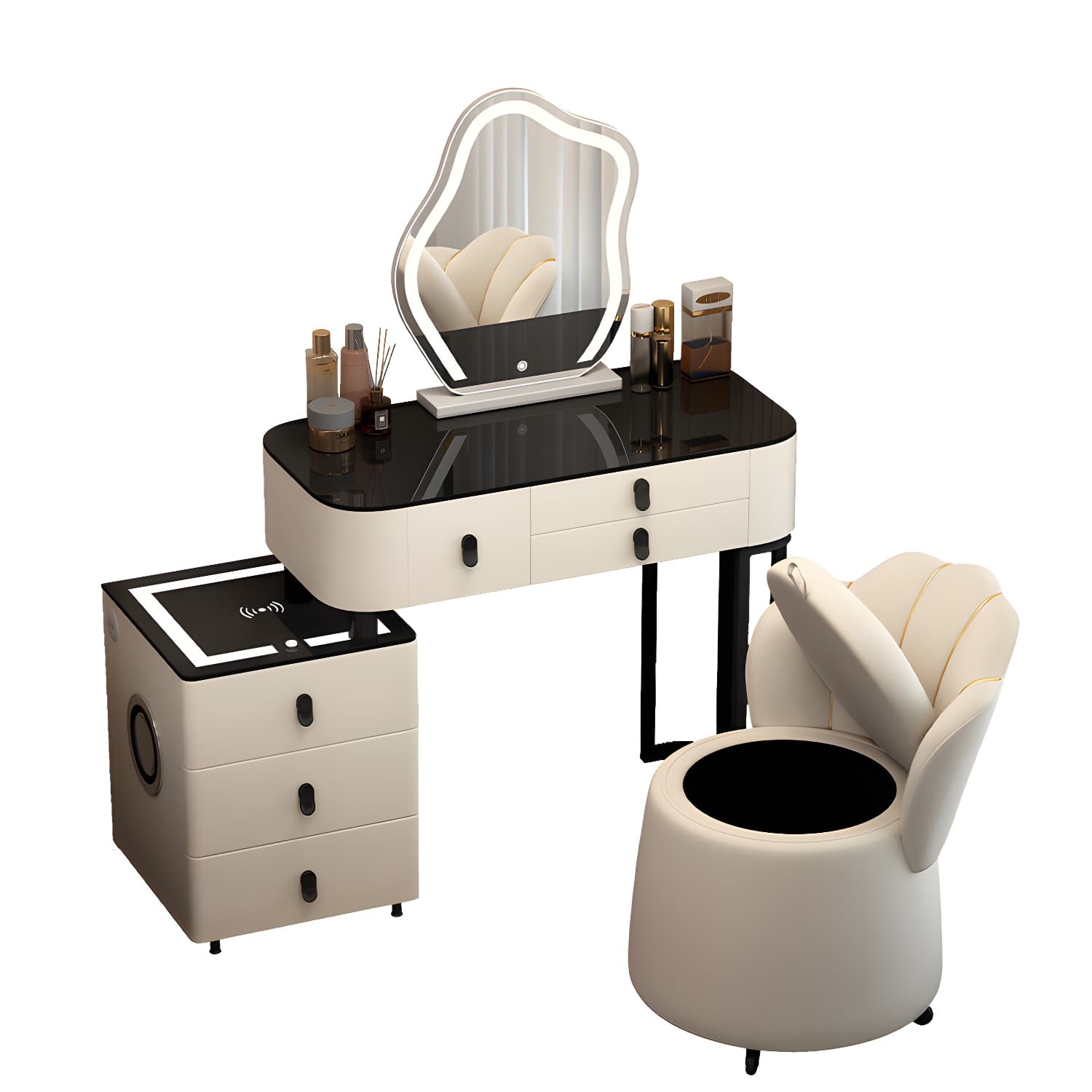 Lighted Mirror Vanity Dressing Table Set with Storage Drawers thumbnail 8