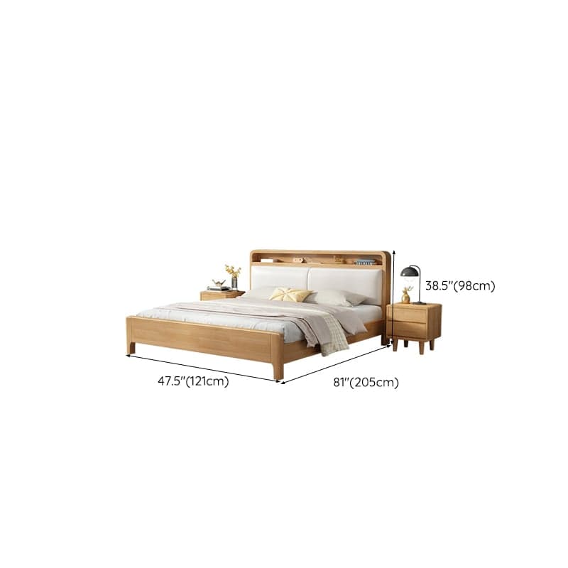 Scandinavian Solid Wood Bed with Four Legs and Upholstered Headboard thumbnail 12