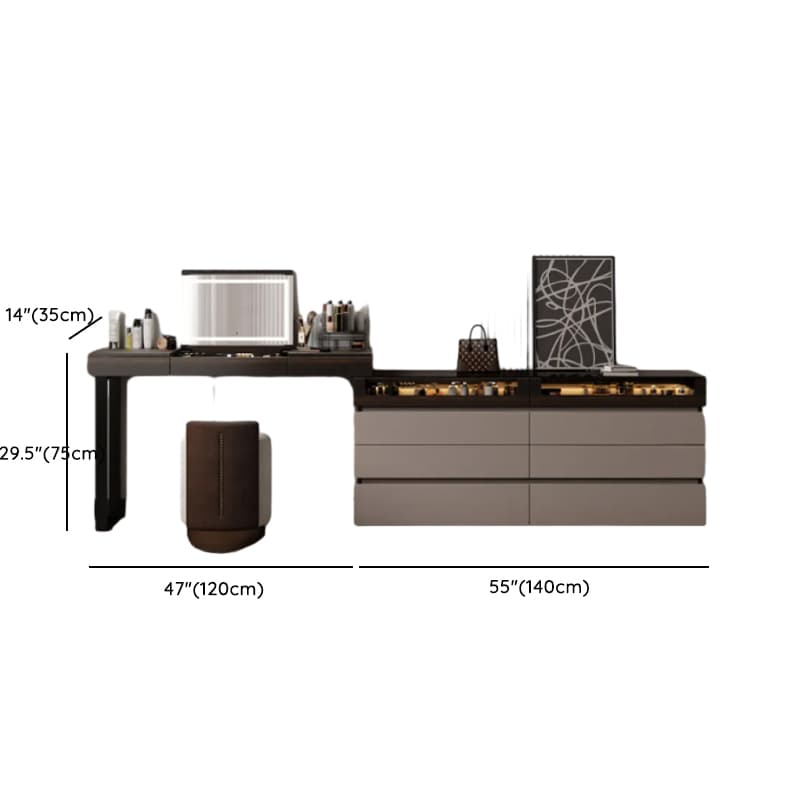 Space-saving Vanity Set with 7/11 Drawers, Lighting, Dividers, 2-in-1 Design, and Adjustable Touch Brightness thumbnail 11