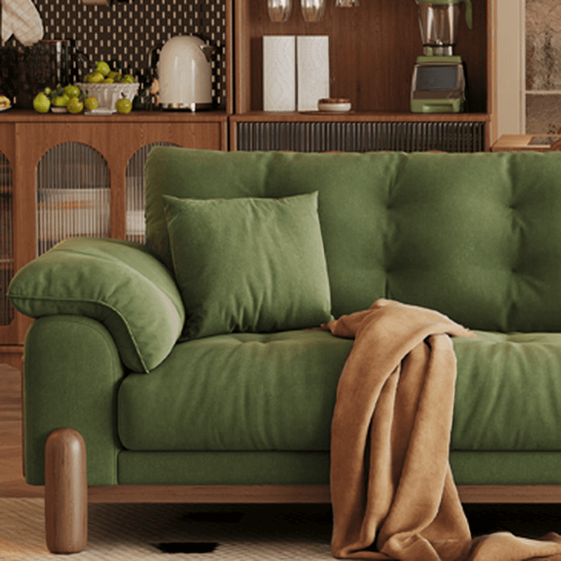 Straight Dark Green Sofa, Seats 2/1-seater, Horizontal Orientation, Button-tufted thumbnail 5