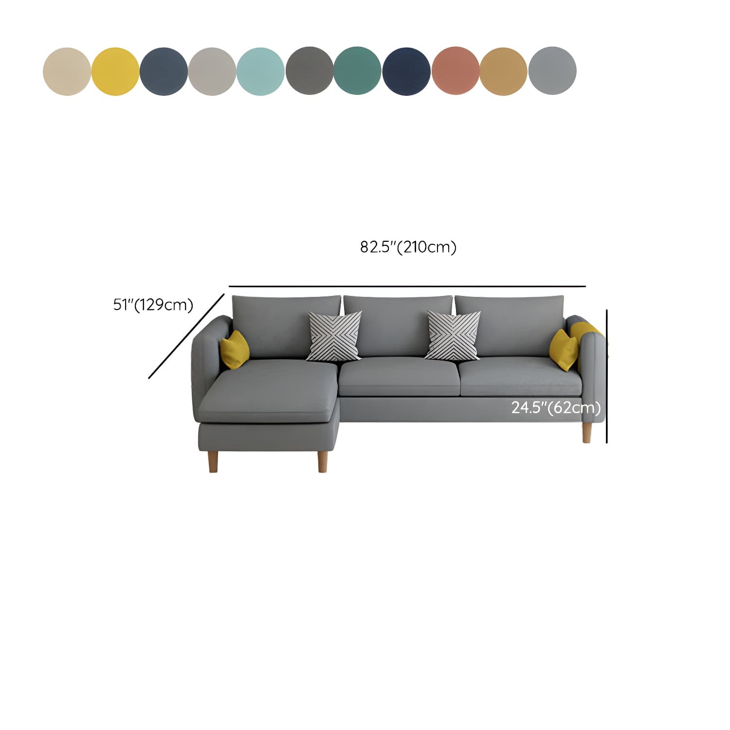 Modern Wooden Frame L-Shaped Sectional Sofa Chaise in Small Size with Storage Included thumbnail 27