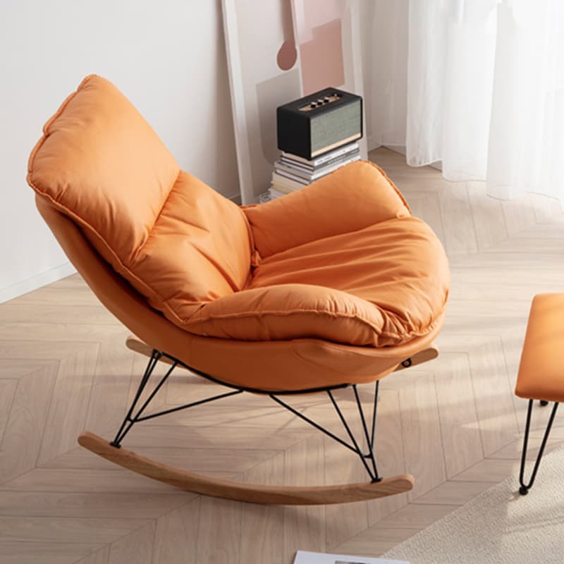 Modern Upholstered Rocking Chair Set with Slipcover and Ottoman thumbnail 11