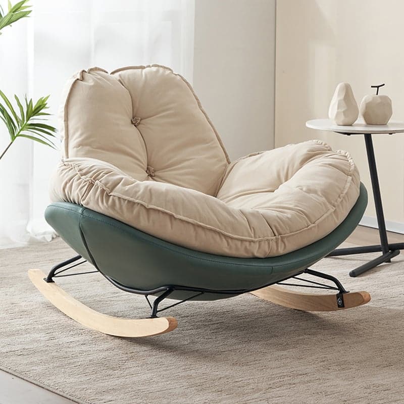 Modern Upholstered Rocking Chair - Small Height, Strongly Built Supporting 398lbs+ Weight thumbnail 4