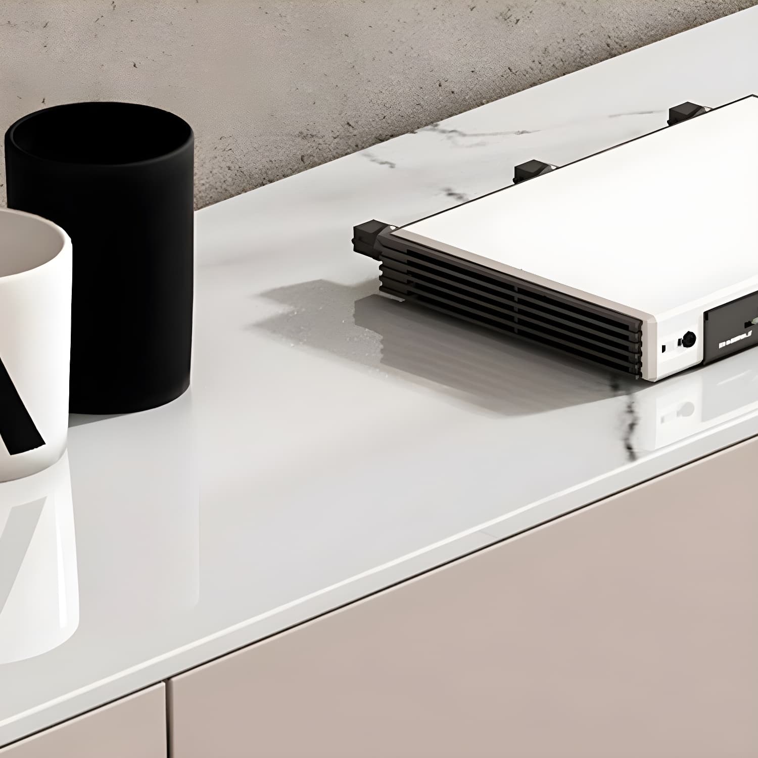 Modern Stone TV Stand with 6 Drawers and 2 Cabinets - Sleek and Stylish Design thumbnail 14