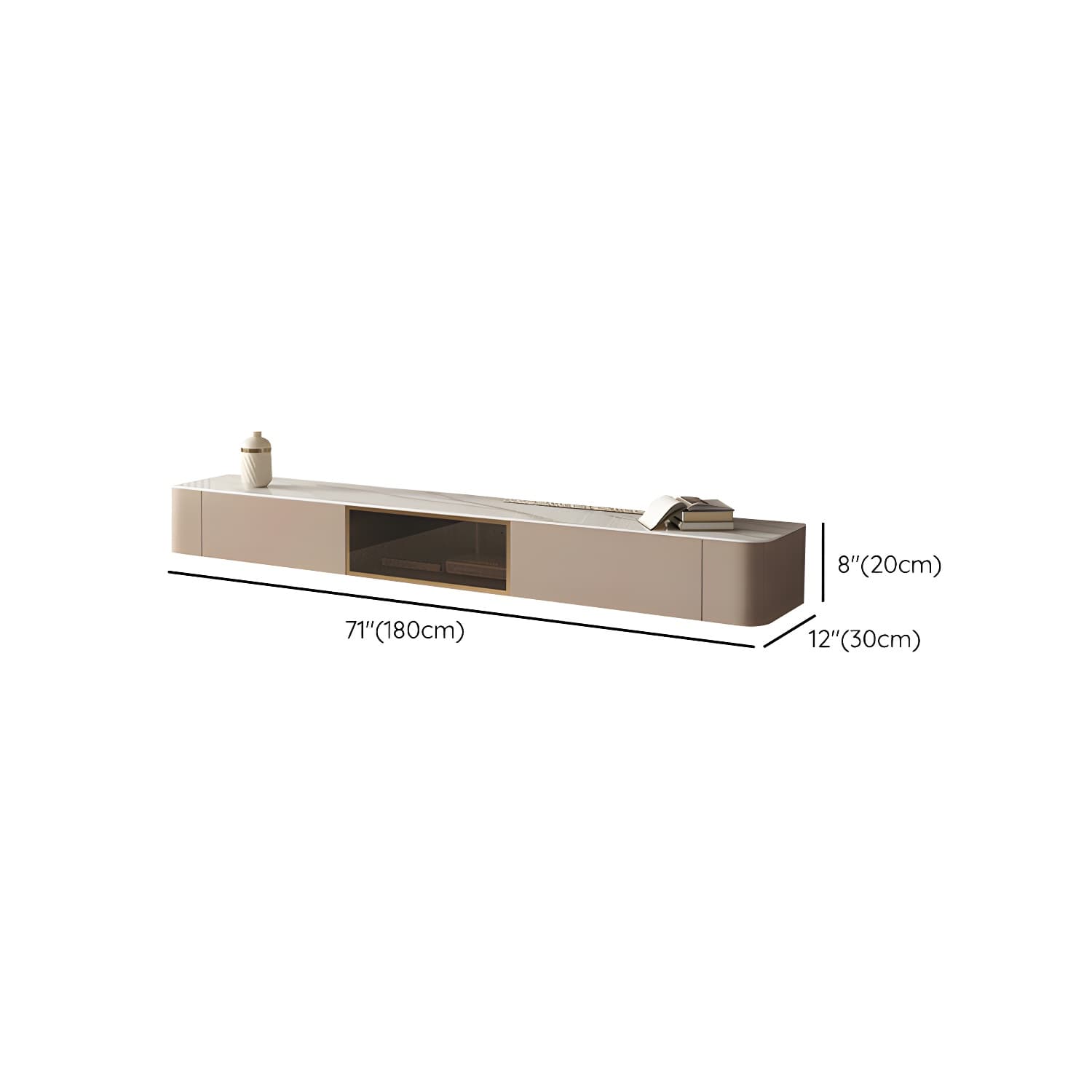 Brown Modern TV Stand with Floating Mount Design, Drawers, and Cable Management thumbnail 15