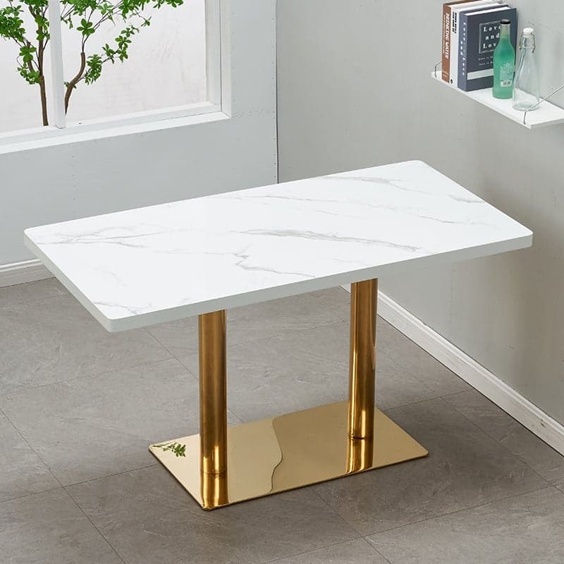 Art Deco Rectangular Dining Table with Lumber Top, Fixed Table Mechanism in Ink/White/Sepia thumbnail 3
