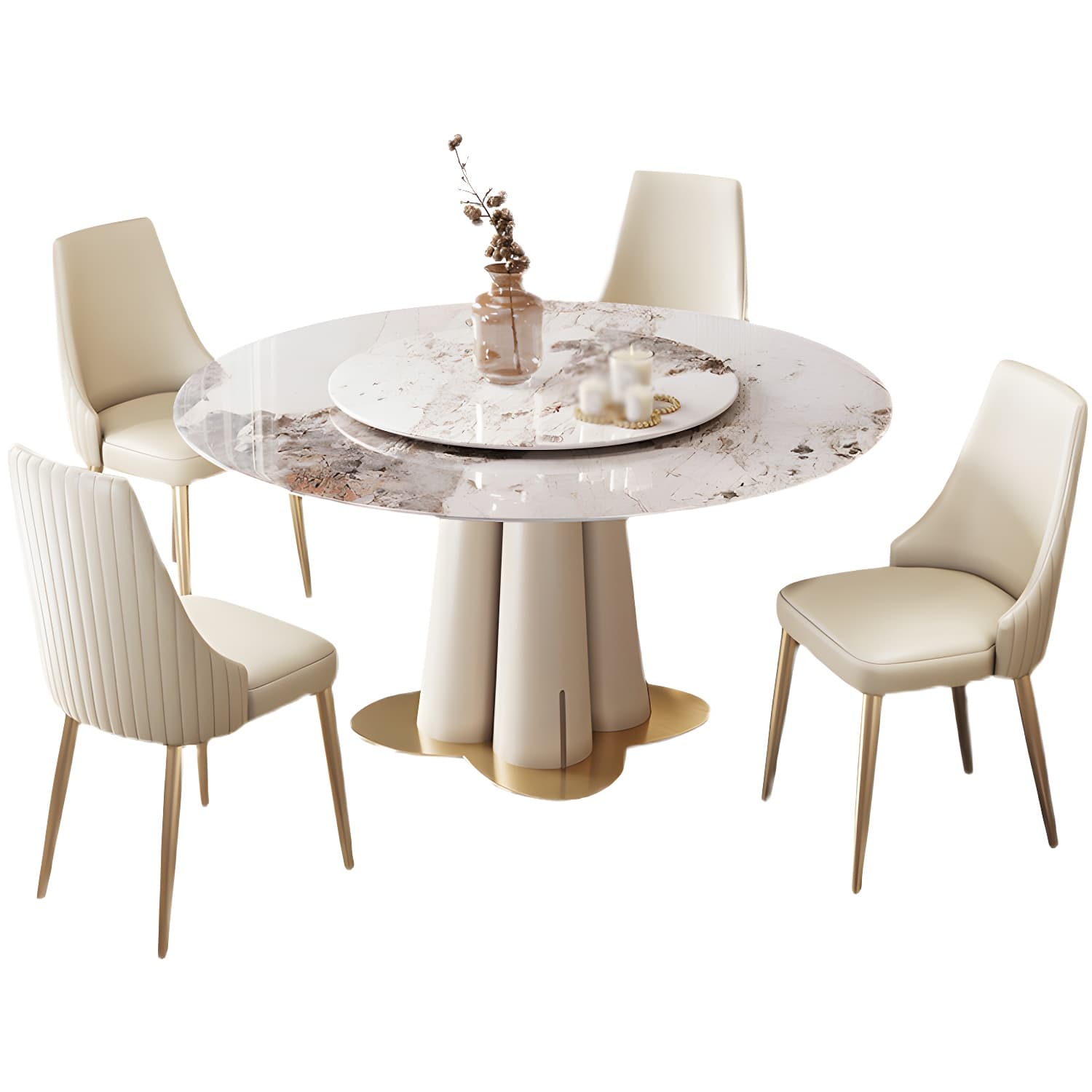 Glam 1/3/4/5/7 Pieces Dining Sets Round Dining Room Table Set thumbnail 5