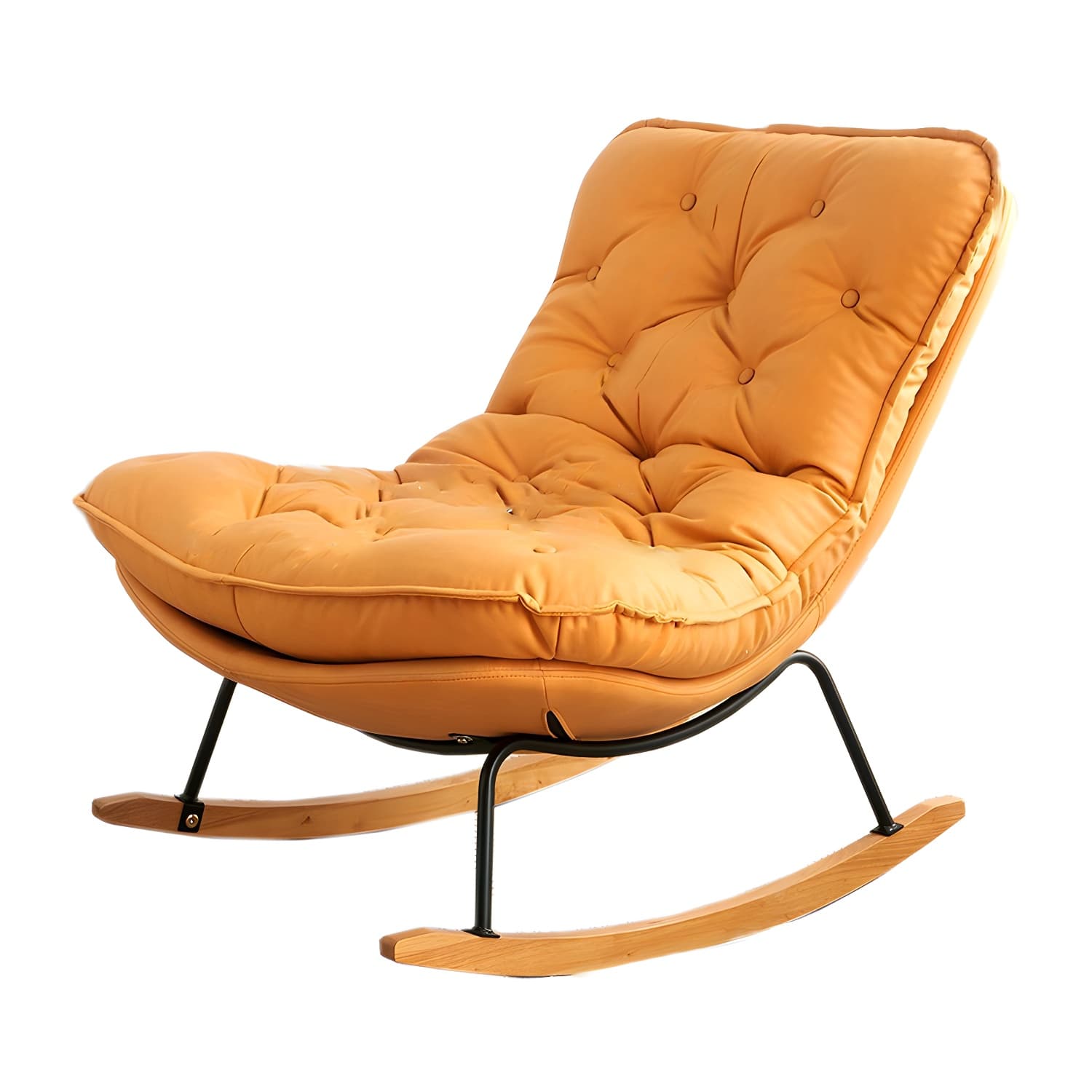 Stylish Modern Metal Rocking Chair with Tufted Upholstery and Stain-Resistant, Removable Cushions thumbnail 5