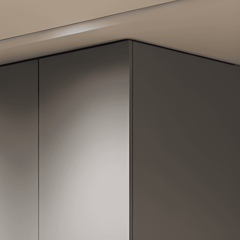 Dove Grey Minimalist Manufactured Wood Wardrobe Closet with Compartments, Soft Close Door, Interior Shelves, and Clothing Rod thumbnail 3