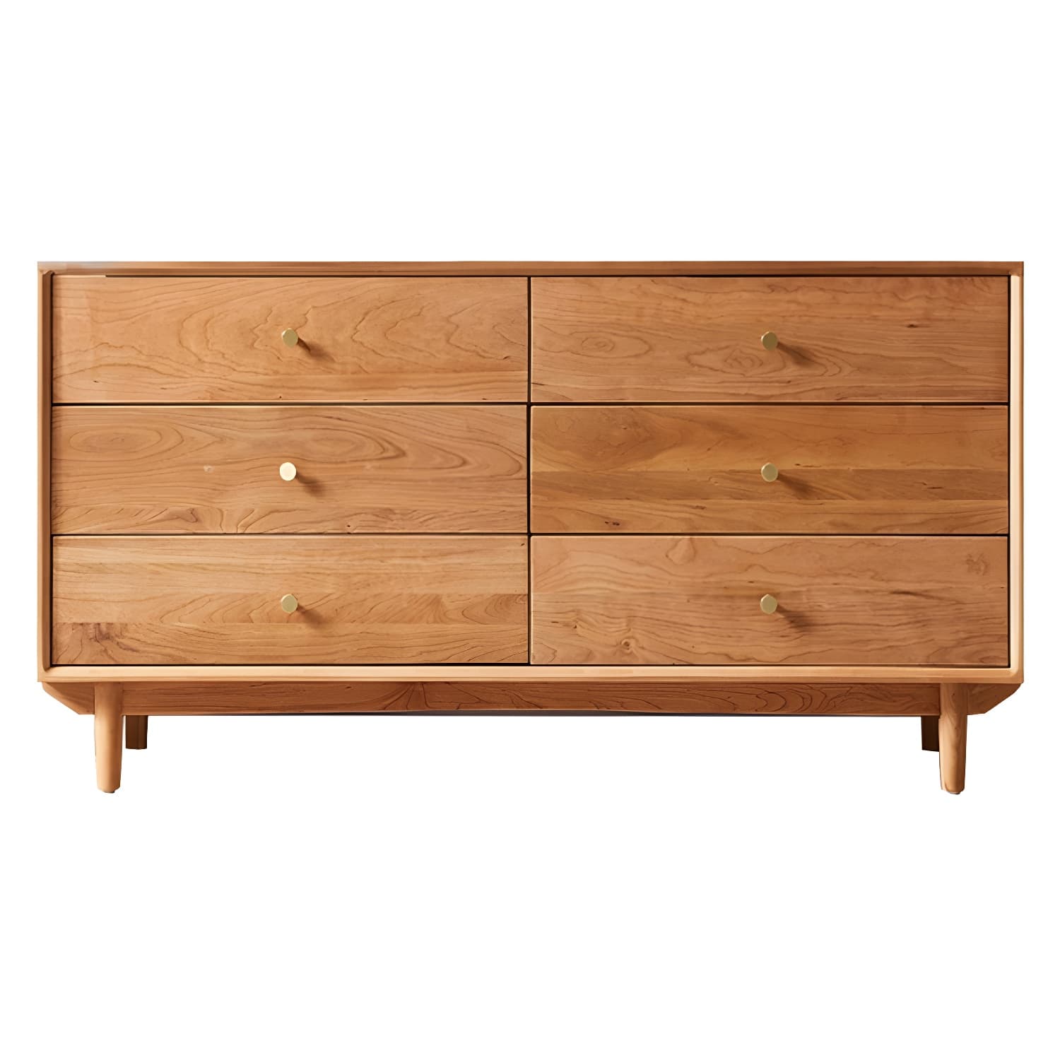 Modern Brown Wood Dresser with Drawers and Gold Metal Handles thumbnail 5