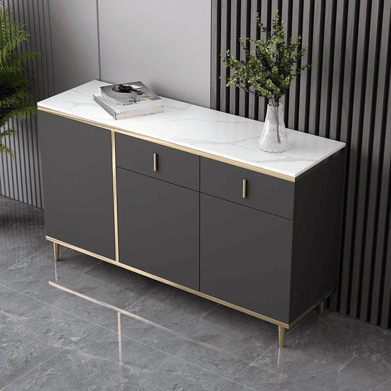 Art Deco Sideboard with 2 Drawers, Narrow/Standard Size, 3 Shelves, Sintered Stone Countertop, 4/3 Doors, Self-supporting thumbnail 2