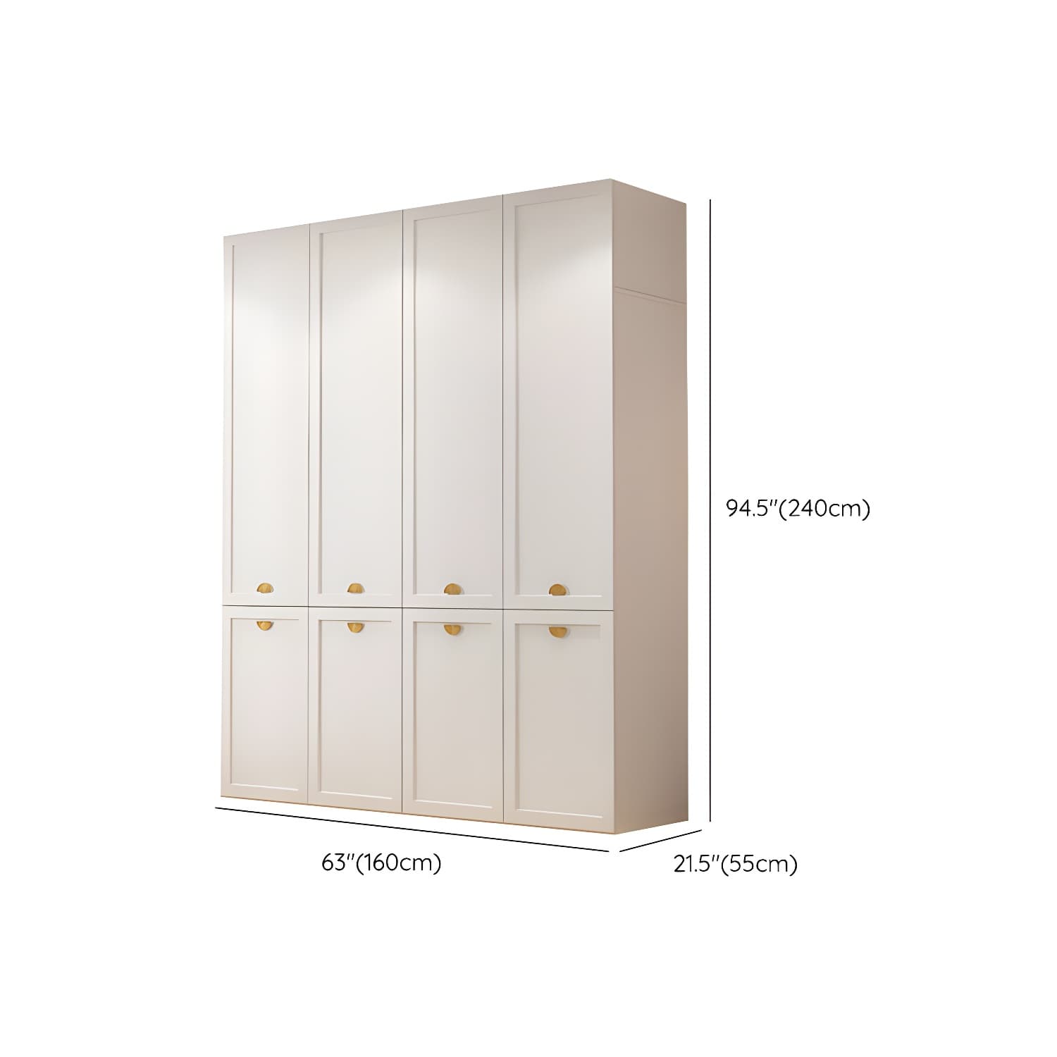 Modern Solid Color Shelves Hinged Doors Cloth Rod Included Cabinet in Beige thumbnail 29