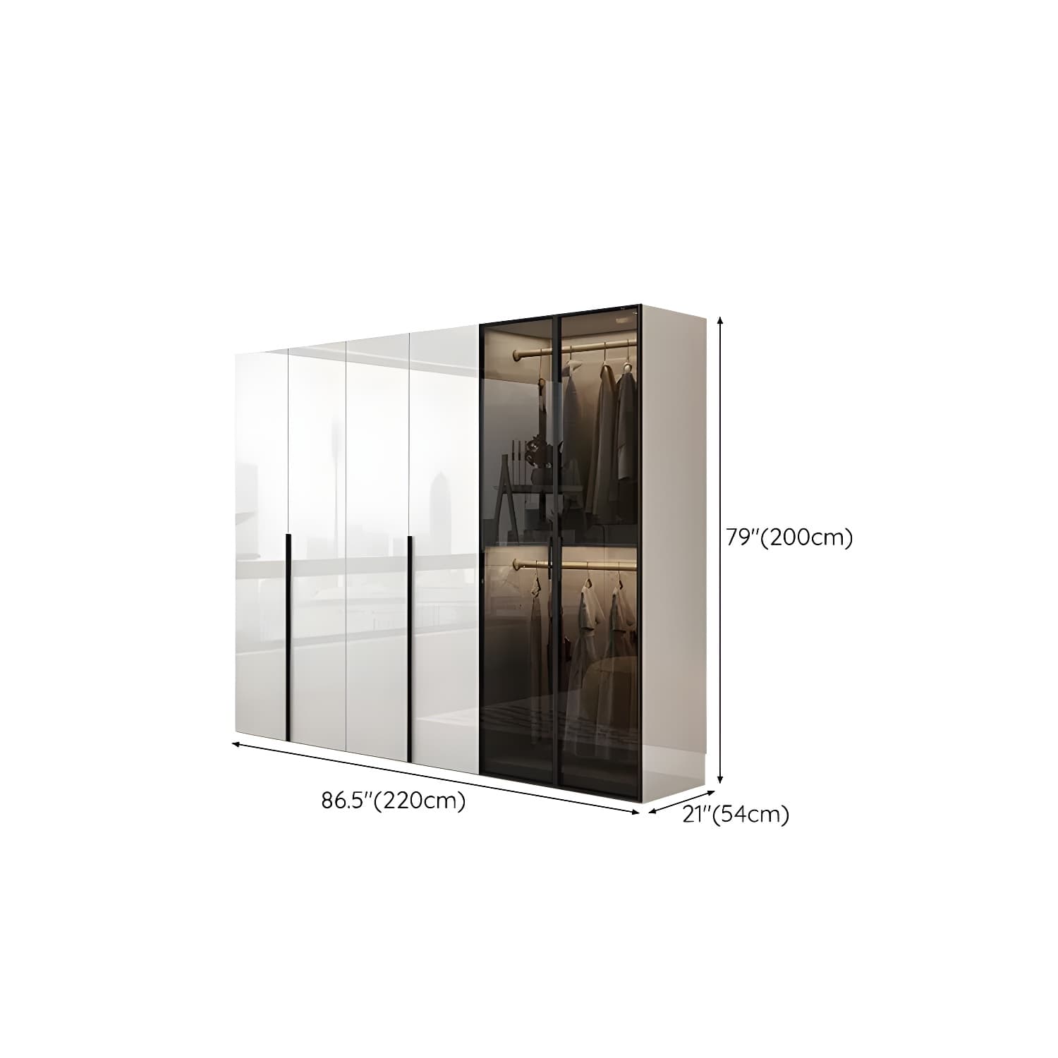 Sleek White Wood Wardrobe Armoire with Soft Close Drawers and Shelves thumbnail 15