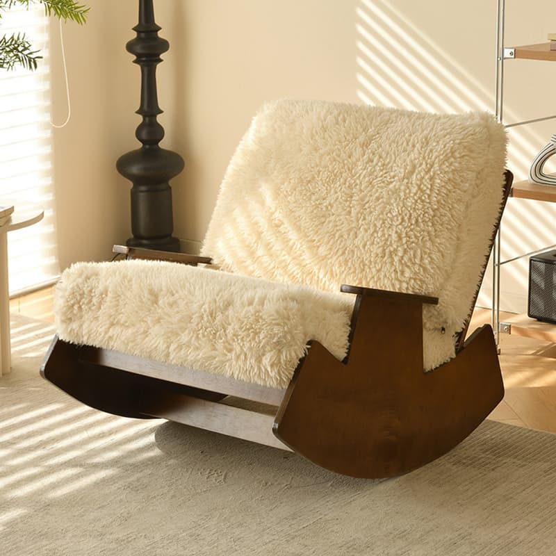 Dove Grey/Amber Color Modish Rocking Seat Upholstered and Scratch-proof Stationary with Spindle Back and Rear thumbnail 13