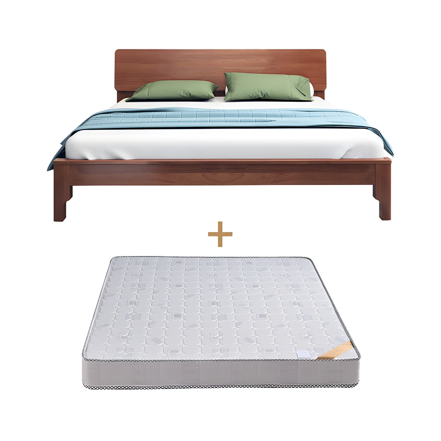 Scandinavian Solid Wood Bed with Rectangle Headboard and 4 Legs thumbnail 14