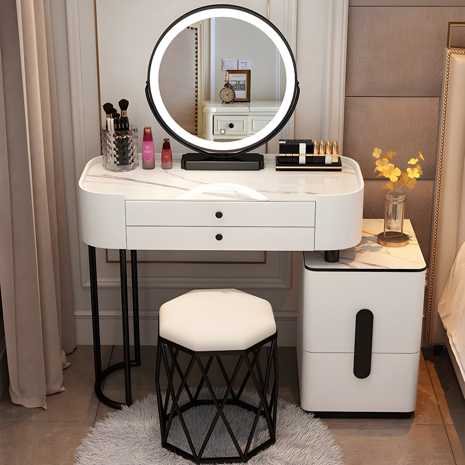 Contemporary Make-up Vanity with 4/5 Drawers,15.75 inch Wide thumbnail 12
