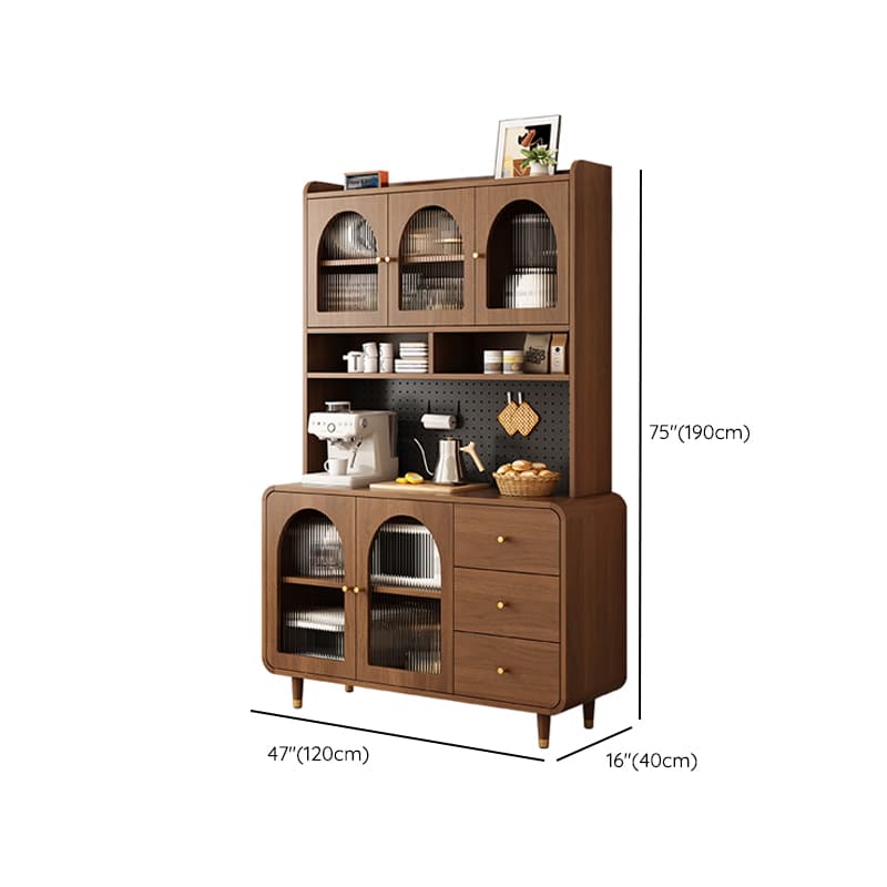 3 Drawers Modish Tan Standard Sink Cabinet with Glass Doors, 2 Shelves/1 Shelf, and Cabinets thumbnail 20