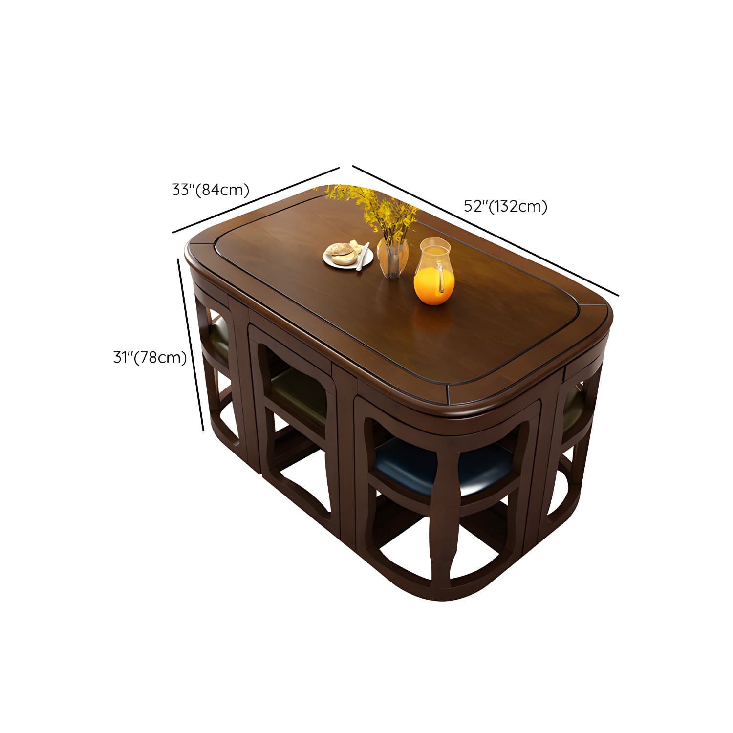Modern Wood Dining Set in Medium Brown - Table and Chairs with Solid Wood Features thumbnail 13