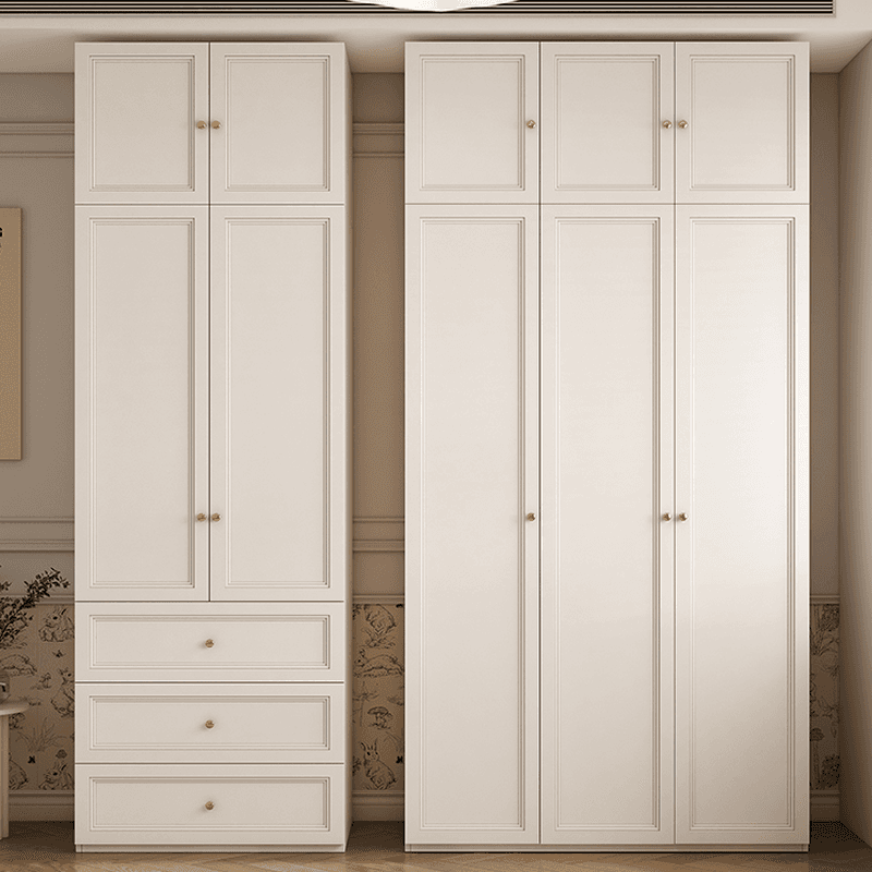 White Minimalist Laminate Wardrobe Closet with 3-Drawer, Soft Close Door, Interior Shelves, and Clothing Rod thumbnail 2
