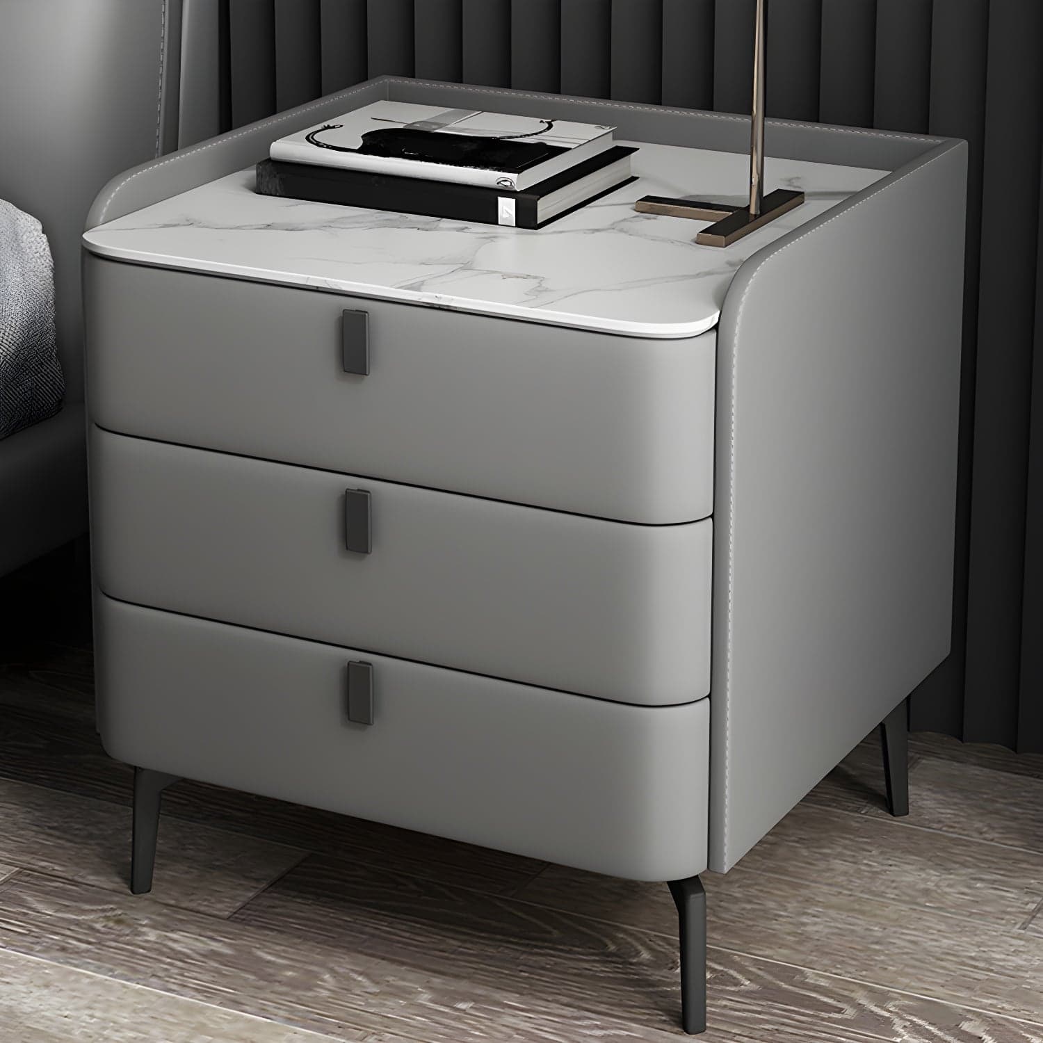 Wooden Nightstand with 3 Drawers Contemporary 25" Tall Nightstand thumbnail 7