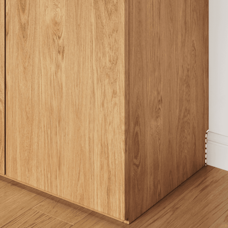 Wood Grain Minimalist Laminate Independent Wardrobe Closet with Soft Close Door, Interior Shelves, and Clothing Rod thumbnail 9