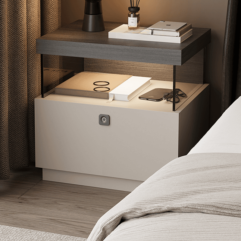 Organic Modern Nightstand With Drawer Organization with 1 Drawer and Real Wood Countertop thumbnail 8