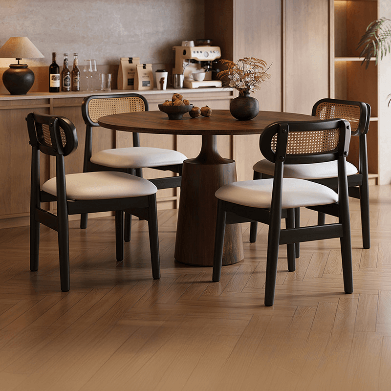 Simple Drawing Room Side Chair with Exposed Back, Upholstered Seat, and Wooden Legs thumbnail 5