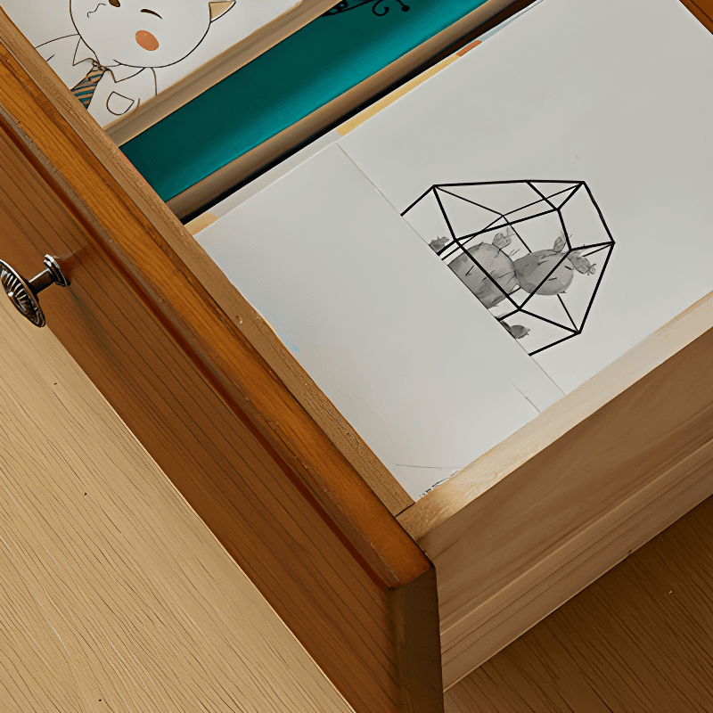 Modish Timber Console Dresser with 3/4/5 Drawers, Hutch Cabinets, and 2 Interior Shelves in Vertical Orientation thumbnail 10