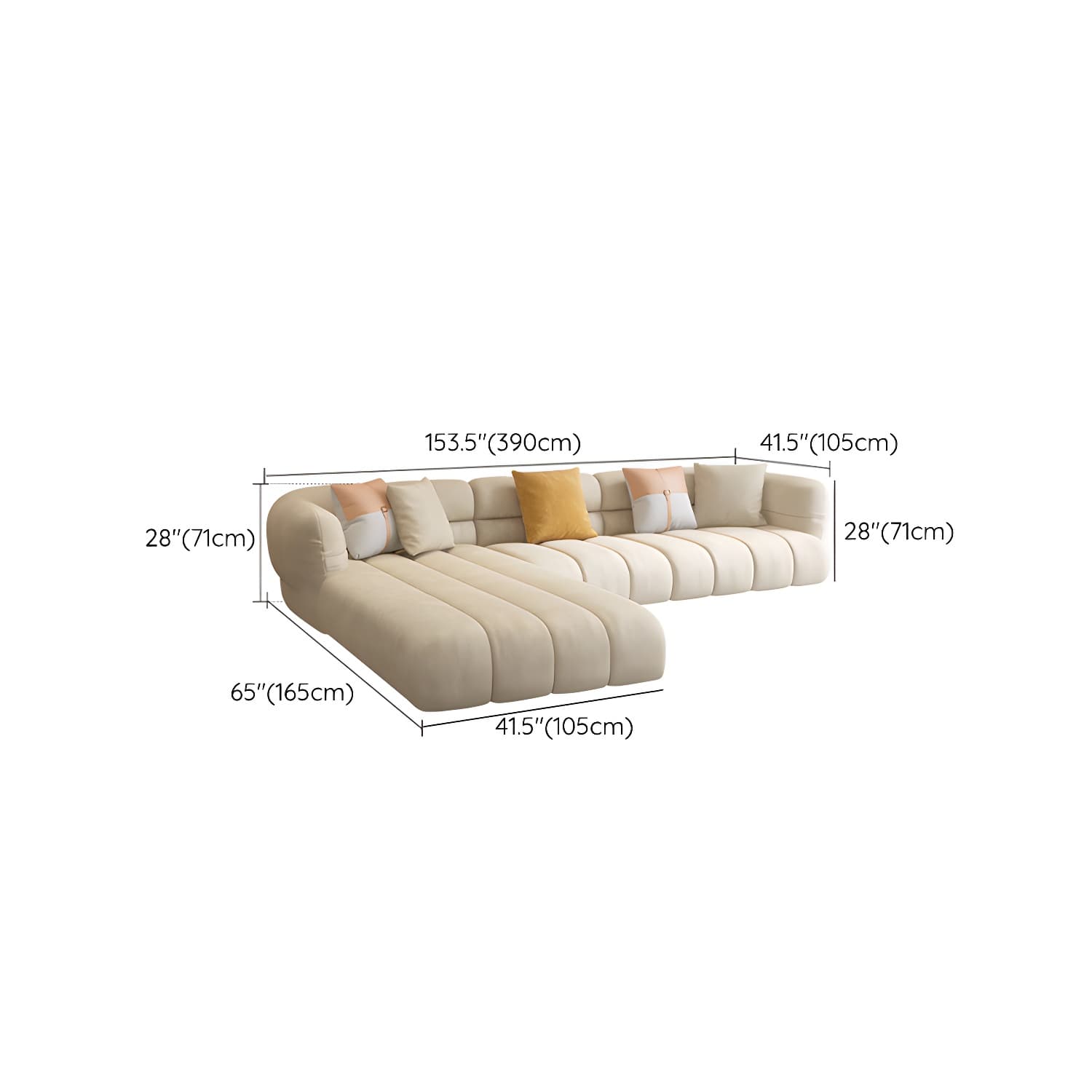 Stylish Beige L-Shape Sectional Sofa Chaise with Storage Included thumbnail 16