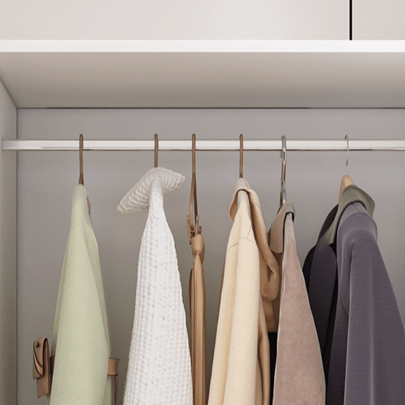 White Modish Timber Wardrobe with Soft Close Door, Interior Shelves, and Hanging Rod thumbnail 5