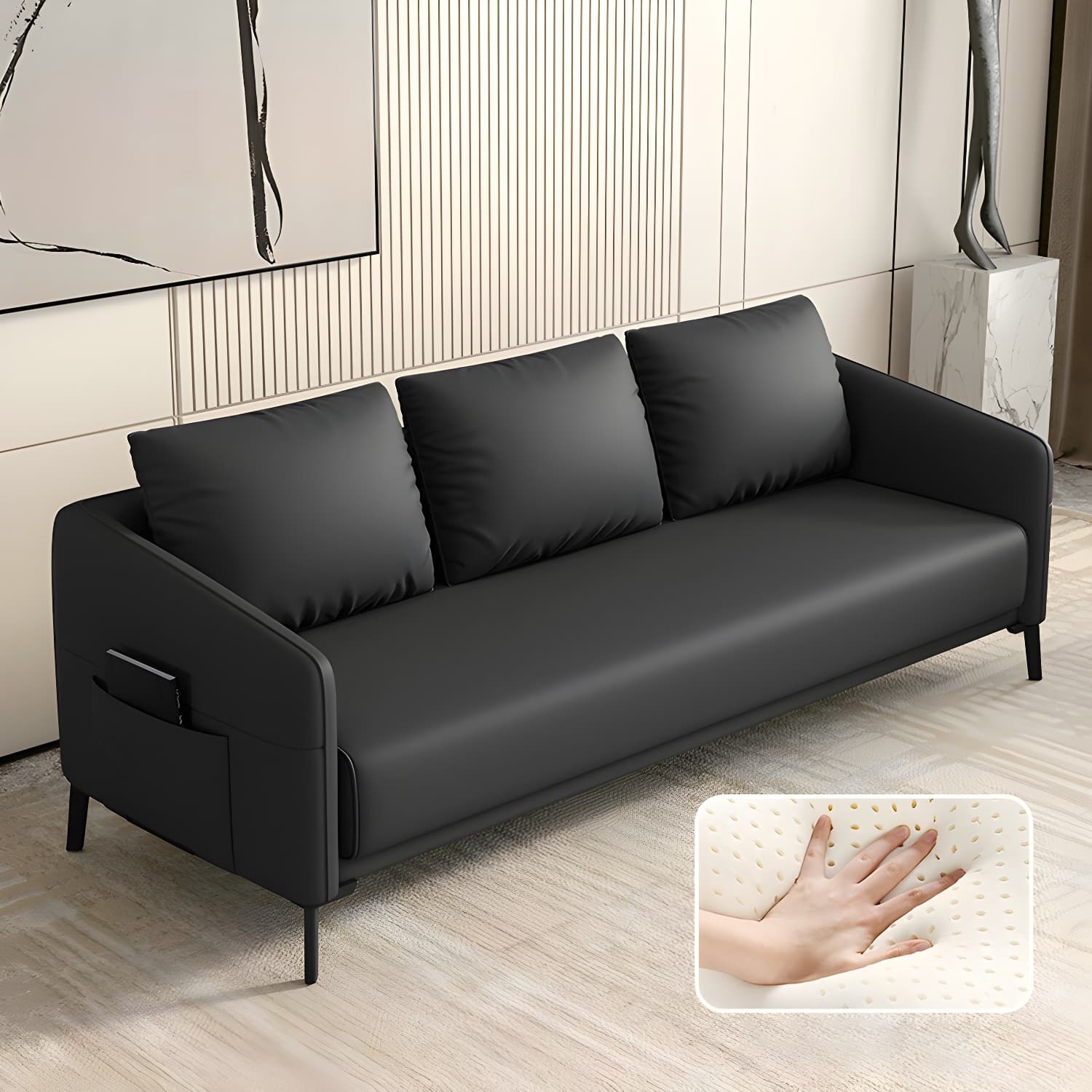 Modern Wood Frame Standard Sofa with Square Arms in Solid Color & Tear Resistant thumbnail 7