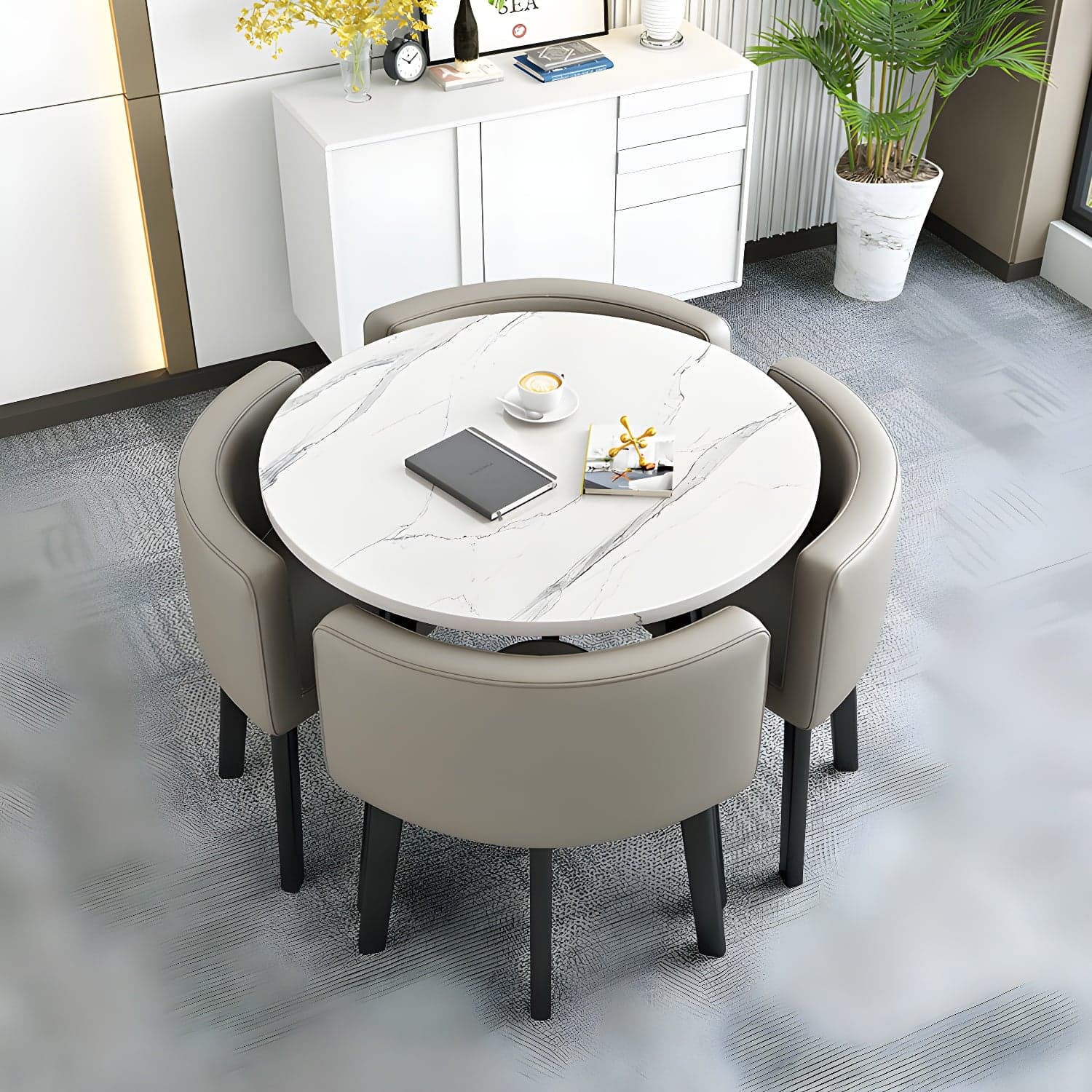 Modern Wood Dining Table Set 5 Pieces Dining Set for Home Use thumbnail 17