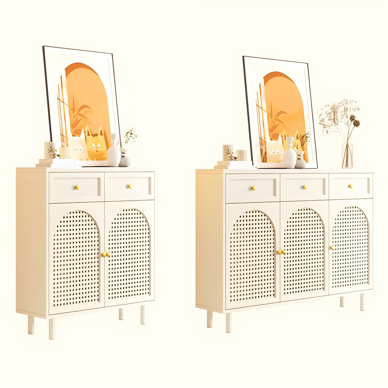 Scandinavian Wood Buffet with Countertop, Drawers, and Cabinets - image 11