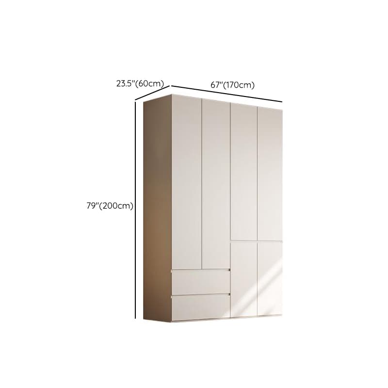 Chalk Modern Natural Wood Standalone Almirah with Soft Close Drawer, Interior Shelves, and Hanging Rod thumbnail 26