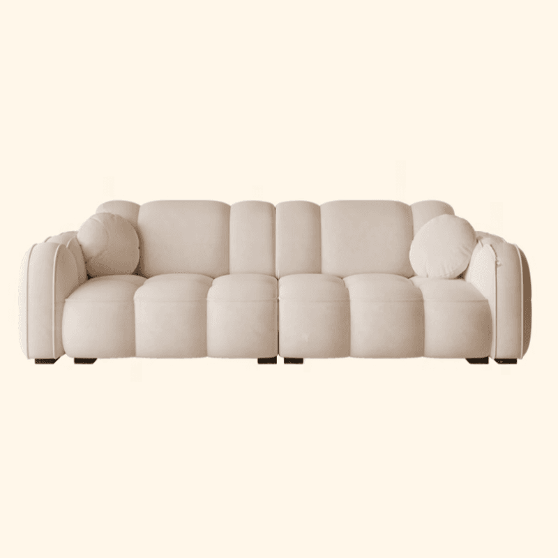 Minimalist Solid Color Standard Sofa Stain Resistant/Water Resistant Dove Grey/Auburn/Amber Color with 2 Pillows & Arm for 4-seater/Seats 3 thumbnail 13