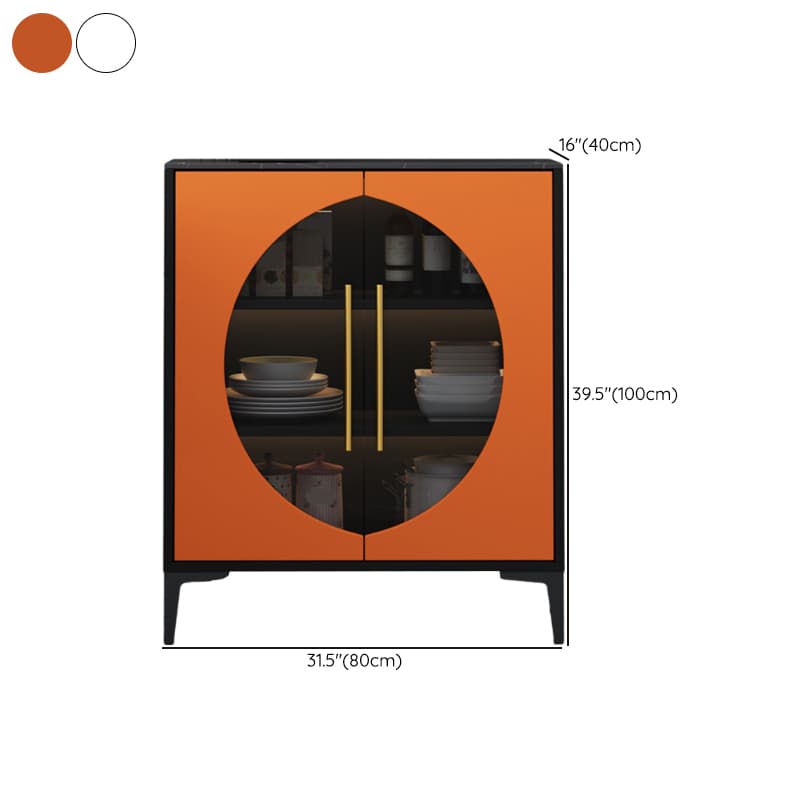 Stunning Wood Sideboard Credenza with Stone Countertop and Glass Doors thumbnail 9