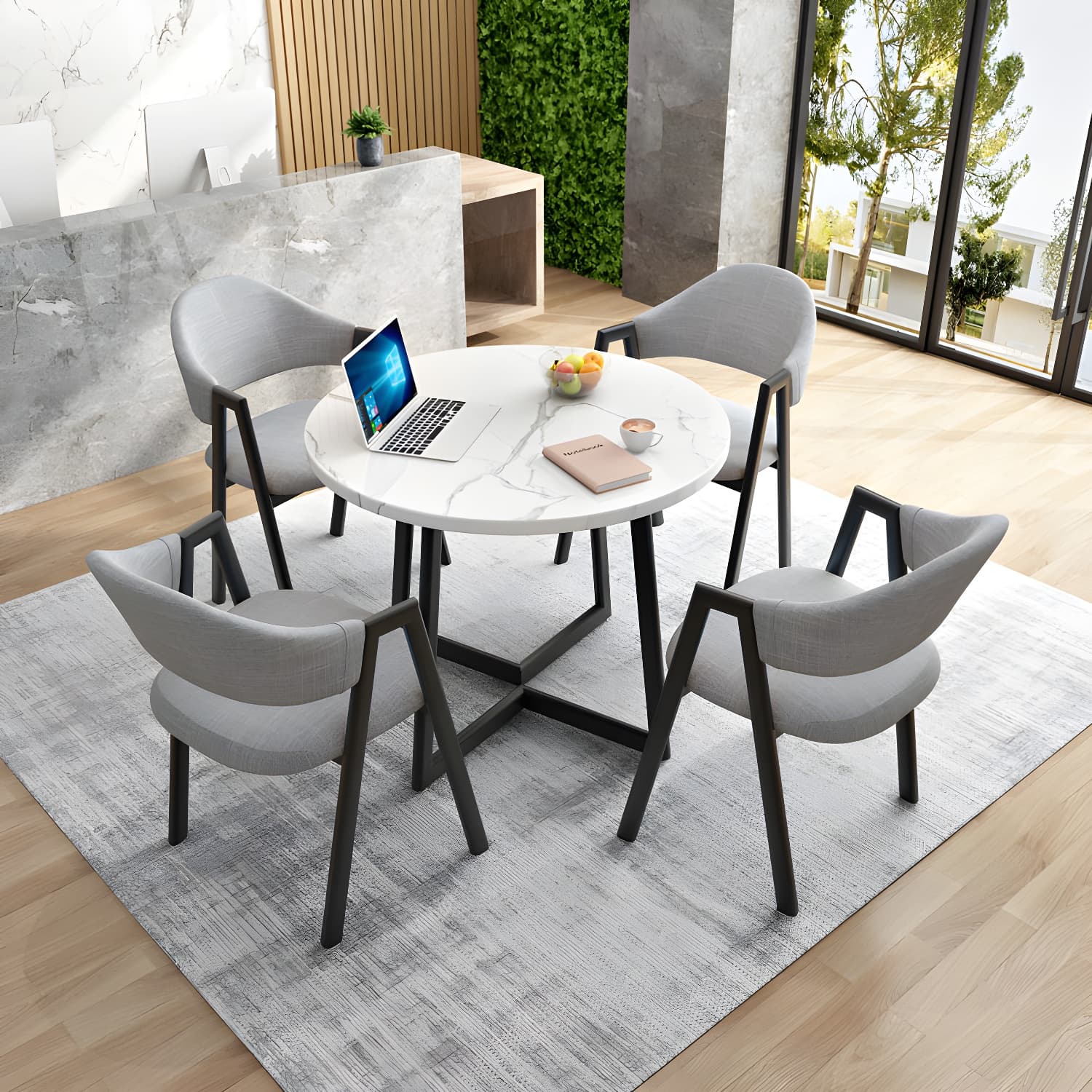 Modern Style Iron Arm Chair Open Back Dining Side Chair with Upholstered thumbnail 13