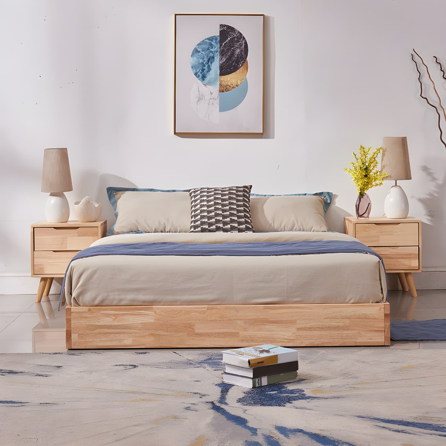Natural Wood Platform Bed Frame Nordic 7.87-In High Wire-Grid Bed Frame thumbnail 3