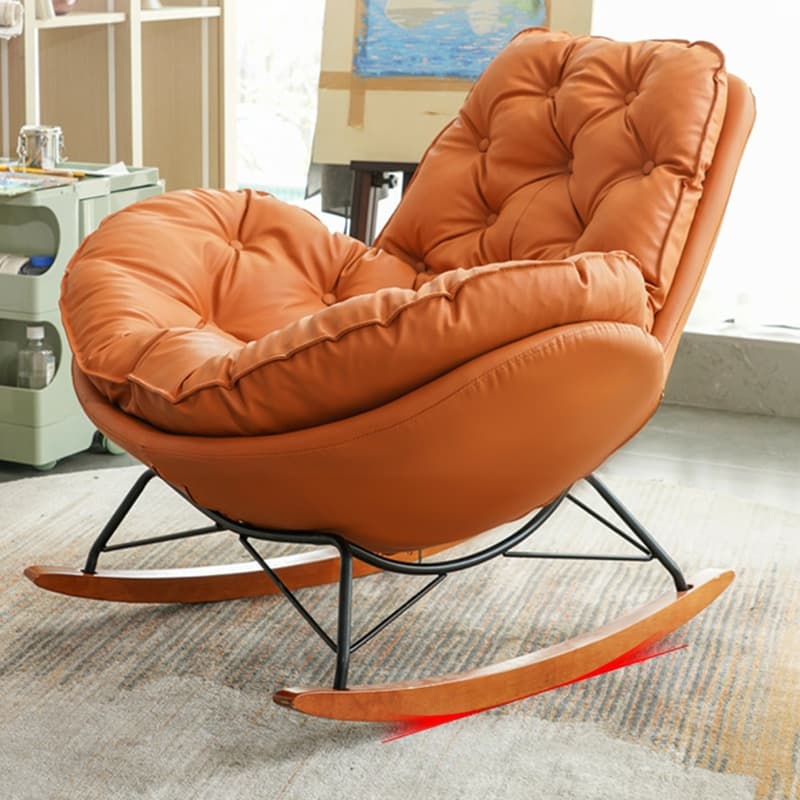 Ergonomic and Stationary Solid Wood Maternity Rocking Chair with Back and Flared Arm thumbnail 10