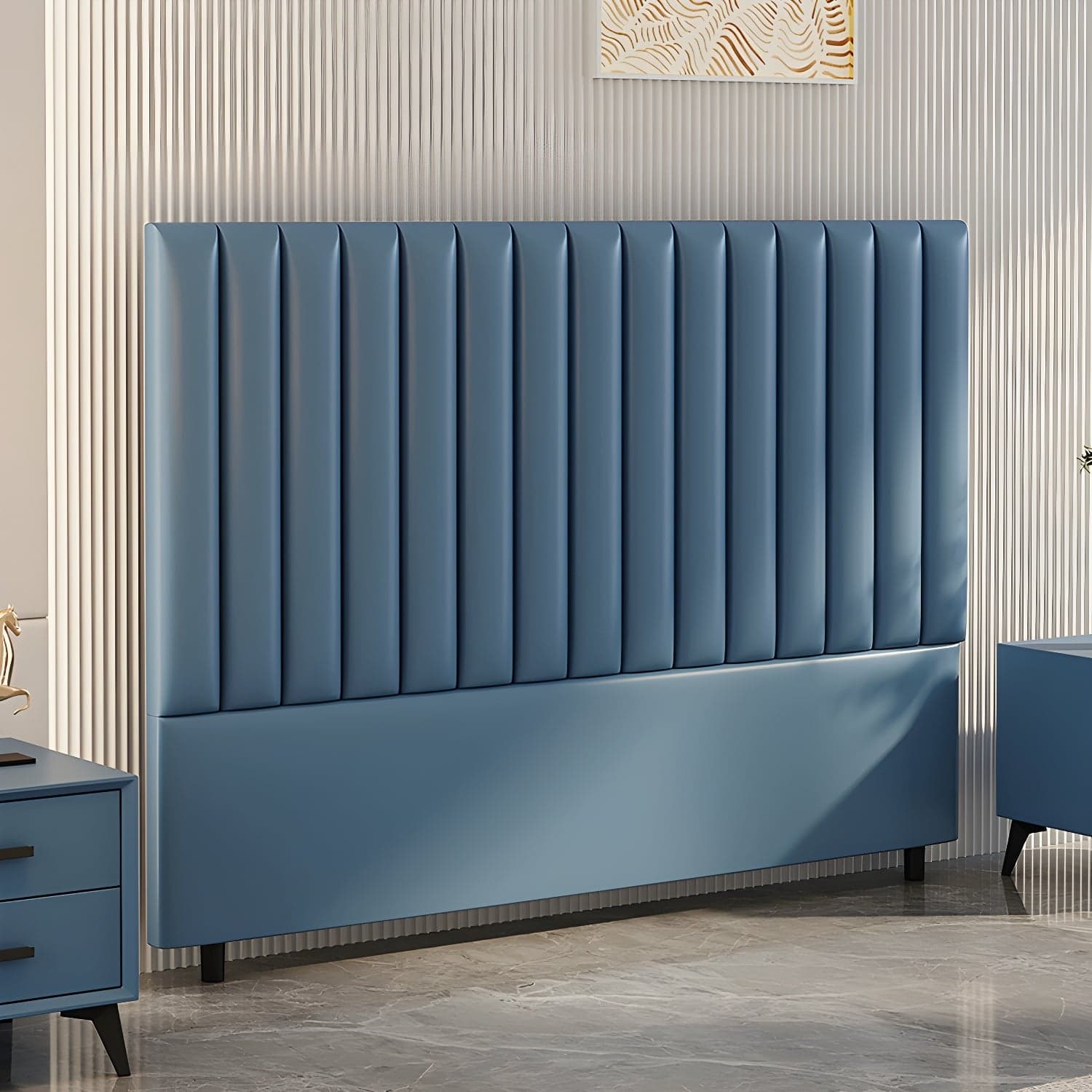 Pine Solid Wood Bed Headboard Freestanding Modern Leather Panel