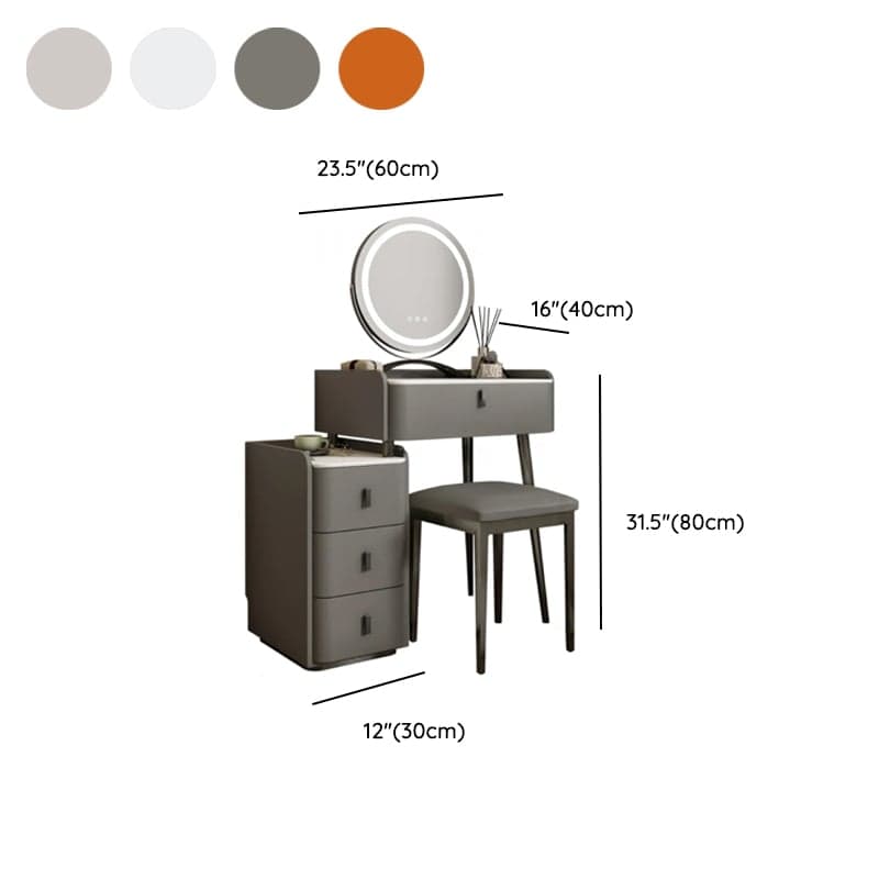 Orange/Gray/Beige Vanity Set with Drawers and Adjustable Brightness Mirror thumbnail 14