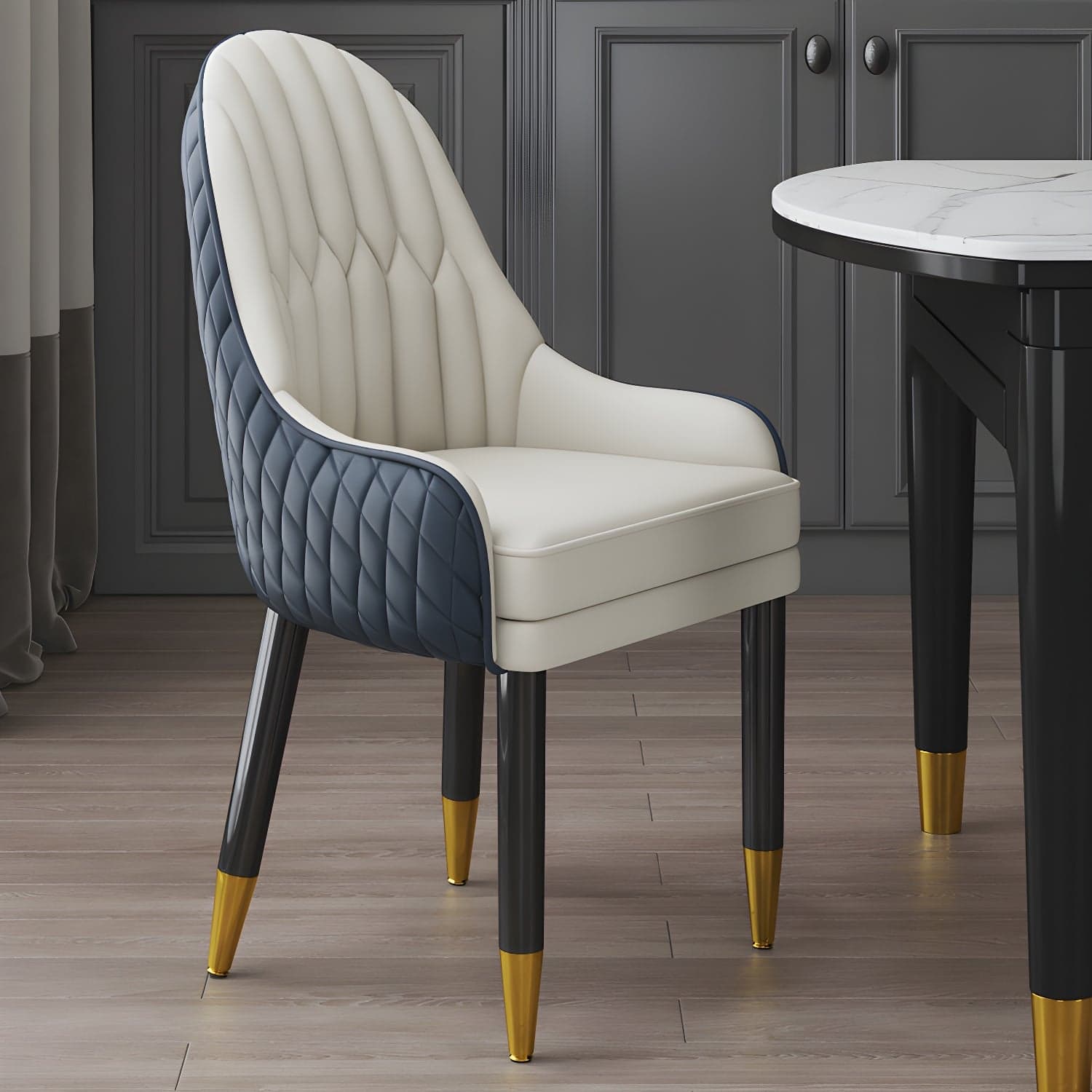 Scandinavian Indoor Arm Chair Upholstered Parsons Back Wood Dining Room Chair thumbnail 4