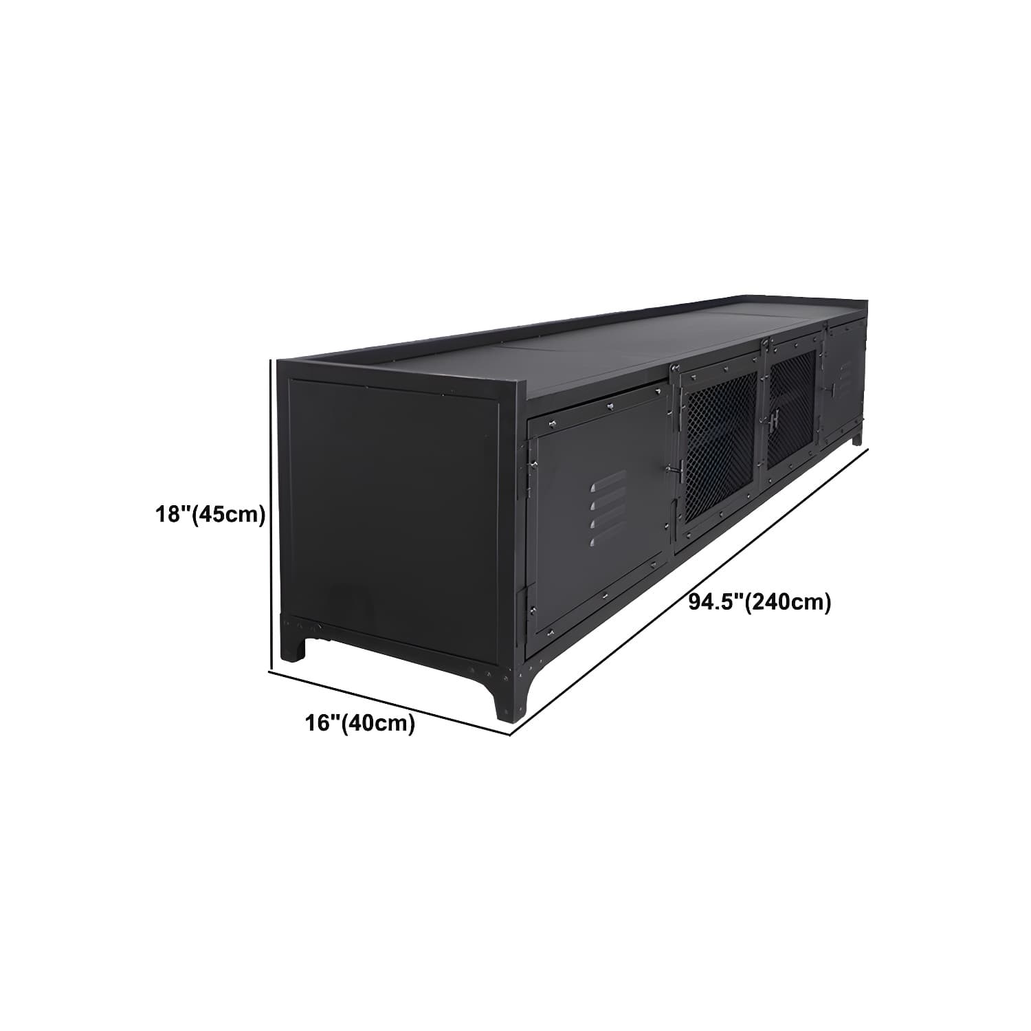 Industrial Style Metal TV Stand Black Colour Enclosed Storage TV Console with Cabinet thumbnail 11