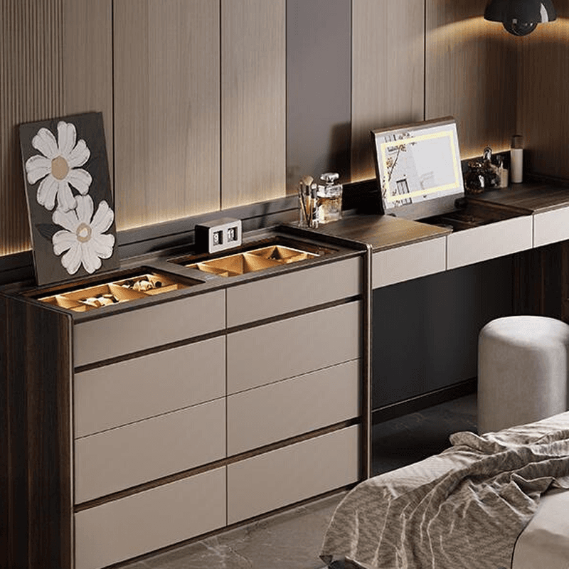 Multi-Purpose Vanity Set with 10 Drawers, Lighting, Push-Pull, 2-in-1 Functionality, Adjustable Touch and Brightness thumbnail 1