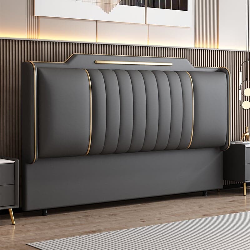 Modern Simple Style Panel Headboard in Natural Wood with No Distressing, Rectangle Shape for King/Queen/Full Bed, Featuring Sponge Upholstery and Standard Height thumbnail 4