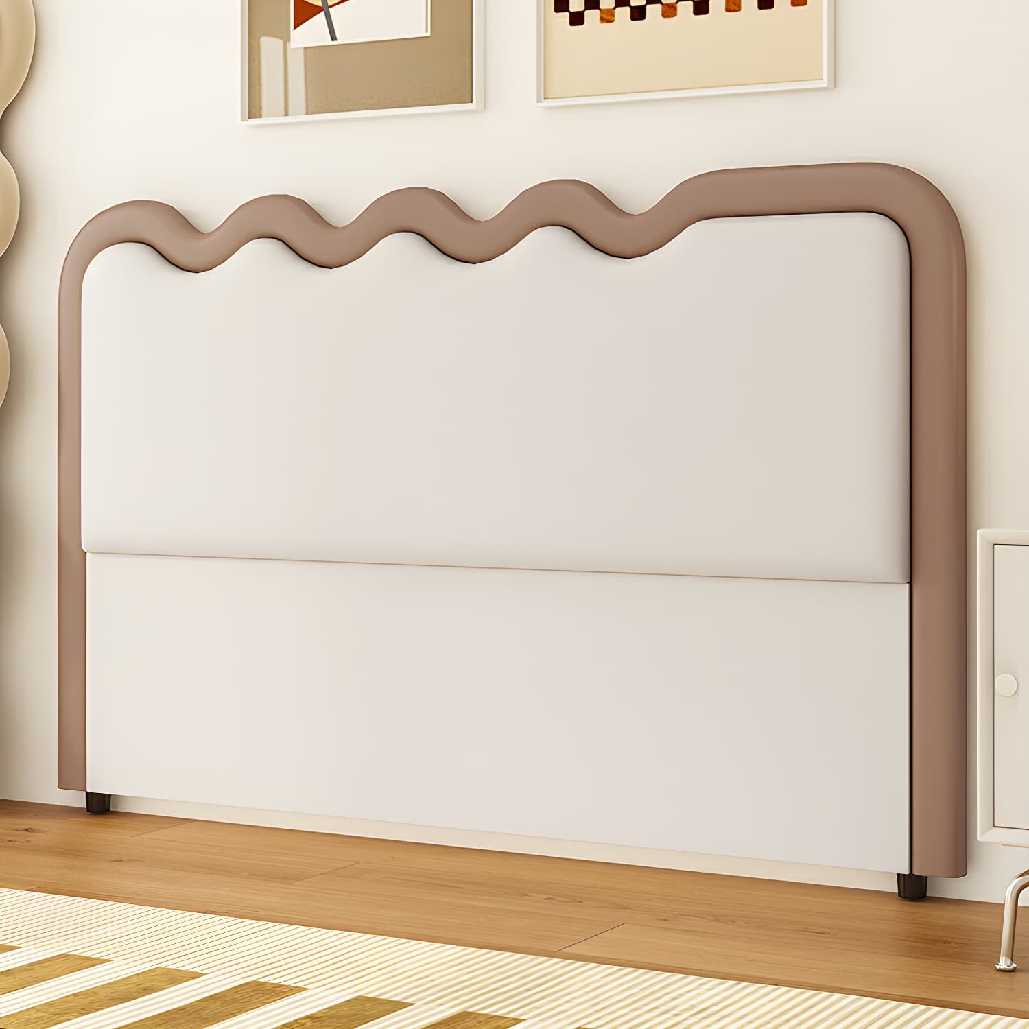 Modern Upholstered Panel Headboard with Leather Upholstery and Rectangular Shape thumbnail 3
