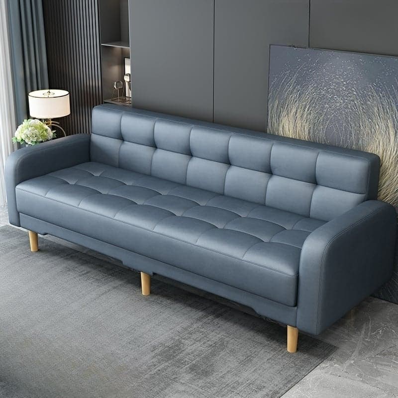 Square Arm Foldable Convertible Sofa with Biscuit Back for Living Spaces thumbnail 3